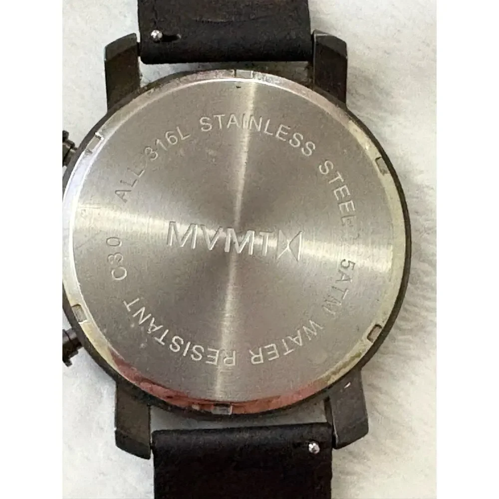MVMT Black Chronograph Style Watch Black Leather Band